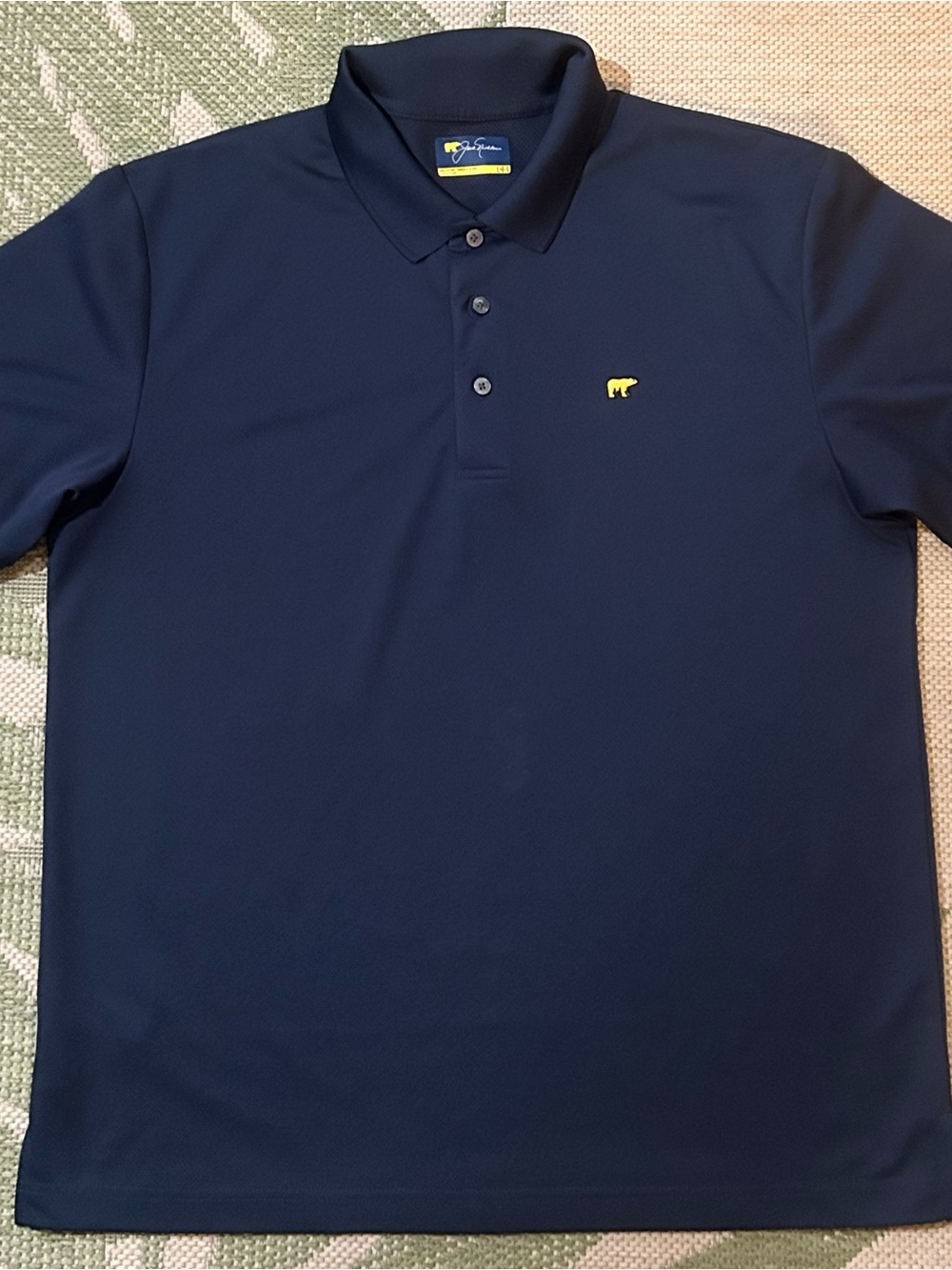 Jack Nicklaus Men's Navy Polo with Yellow Bear Logo size L
